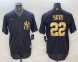 New York Yankees #22 Juan Soto Nike black gold majestic baseball Jersey -BD