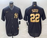 New York Yankees #22 Juan Soto Nike black gold majestic baseball Jersey -BD