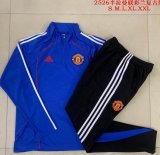 2025-2026 Manchester United club blue black soccer uniforms with Long Trousers B2554