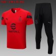 2023-2024 AC Milan Club red black Soccer uniforms with Long Trousers -C959.