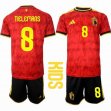 2026 World Cup Belgium team #8 TIELEMANS red black kid Soccer Jerseys home