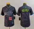 Youth Nike Tampa Bay Rays #21 Jonny DeLuca black majestic baseball jersey city version 02