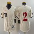 Youth Nike Texas Rangers #2 Marcus Semien beige majestic baseball jerseys city version