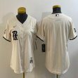 Women Nike Texas Rangers blank beige majestic baseball jerseys city version 01