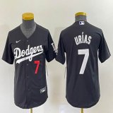 Women Los Angeles Dodgers #7 Julio Urias black majestic baseball jerseys 03