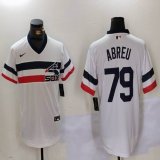 Nike Chicago White Sox #79 Abreu white throwback majestic Baseball Jersey -BD