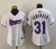 Women Nike Texas Rangers #31 Max Scherze white majestic baseball jerseys Champion patch-BD