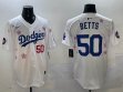 2025 Nike Los Angeles Dodgers 50 Mookie Betts white fashion majestic baseball jerseys Sakura plate