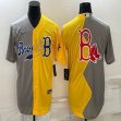 Nike Boston Red Sox blank gray yellow splits majestic MLB baseball jerseys-BD