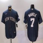 Nike New York Yankees #7 Mickey Mantle dark blue majestic baseball Jersey Joint name 03