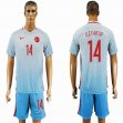 2016 Turkey team OZYAKUP #14 skyblue soccer jersey away