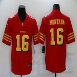 Nike San Francisco 49ers #16 Joe Montana red gold nike Color Rush Limited Jerse-BD