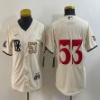 Women Nike Texas Rangers #53 Adolis Garcia beige majestic baseball jerseys city version 01