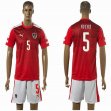 2016 Austria European Cup FUCHS #5 red white soccer jersey home