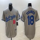 Nike Los Angeles Dodgers #18 Yoshinobu Yamamoto gray majestic baseball jerseys =
