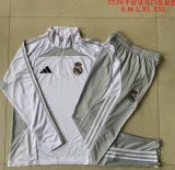 2025-2026 Real Madri Club white gray soccer uniforms with Long Trousers B2555