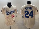 Los Angeles Dodgers #24 Kobe Bryant beige fashion majestic baseball jerseys Sakura plate