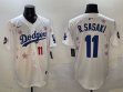 2025 Nike Los Angeles Dodgers #11 Roki Sasaki white fashion majestic baseball jerseys Sakura plate