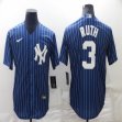 Nike New York Yankees #3 Babe Ruth blue majestic baseball Jerseys-BD