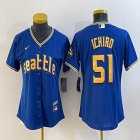 Women Nike Seattle Mariners #51 Ichiro Suzuki blue majestic mlb jersey city version-BD 01