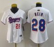 Youth Nike Texas Rangers #28 Jonah Heim white majestic baseball jerseys Champion patch-BD 03