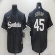 Nike Chicago White Sox #45 Michael Jordan black majestic basketball Jersey city version-BD