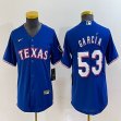 Youth Nike Texas Rangers 53 Adolis Garcia blue majestic baseball jerseys-BD