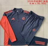 2025-2026 Bayern Munich gray red soccer uniforms with Long Trousers B2590
