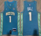 New Orleans Hornets #1 LaMelo Ball blue nba Jerseys city version-HL