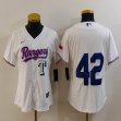 Women Nike Texas Rangers #42 white majestic baseball jerseys -BD 01