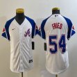 Women Nike Anaheim Angels #54 Max Fried white blue majestic baseball city version