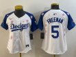 Youth 2025 Nike Los Angeles Dodgers #5 Freddie Freeman white blue fashion majestic baseball jerseys Sakura plate 01