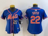 Women Nike New York Mets #22 Juan Soto blue majestic mlb jerseys-BD 02