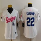 Youth Nike Los Angeles Dodgers #22 Clayton Kershaw white pink fashion MLB baseball Jersey-Joint name-BD 02