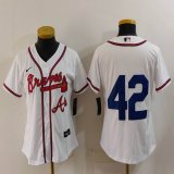 Youth Nike Atlanta Braves #42 white majestic baseball jerseys 01