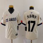 Women Nike Los Angeles Dodgers #17 Shohei Ohtani beige fashion MLB baseball Jersey 005