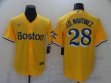 Nike Boston Red Sox #28 J.D.Martinez Yellow 2021 City Connect majestic baseball Jersey-BD 01