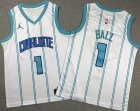 Youth jordan logo New Orleans Hornets #1 LaMelo Ball white nba Jerseys -XD