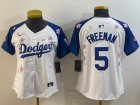 Youth 2025 Nike Los Angeles Dodgers #5 Freddie Freeman white blue fashion majestic baseball jerseys Sakura plate 01