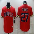 Nike Los Angeles Angels #27 Mike Trout red throwback majestic baseball jersey-BD