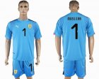 2018 World Cup Uruguay #1 MUSLERA Lake blue goalkeeper soccer jersey