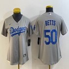 Women Nike Los Angeles Dodgers #50 Mookie Betts gray majestic baseball Jersey-BD 01