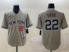 New York Yankees #22 Juan Soto gray majestic baseball Jersey-BD 01