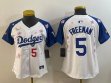 Youth 2025 Nike Los Angeles Dodgers #5 Freddie Freeman white blue fashion majestic baseball jerseys Sakura plate