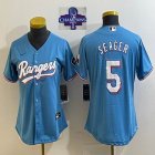 2023 Champions Women Nike Texas Rangers #5 Corey Seager skyblue majestic baseball jerseys
