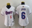 Women Nike Texas Rangers #6 Josh Jung white majestic baseball jerseys Champion patch-BD 03