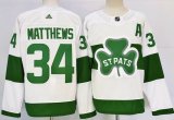 Adidas Toronto Maple Leafs #34 Auston Matthews white green hockey jersey.webp