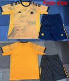 2025-2026 Roma club yellow blue kid soccer jerseys away