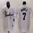 Nike New York Yankees #7 Mickey Mantle white MLB baseball Jersey Joint name -BD 08