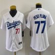 Women Nike Los Angeles Dodgers #77 Peso Pluma white majestic baseball jerseys 01